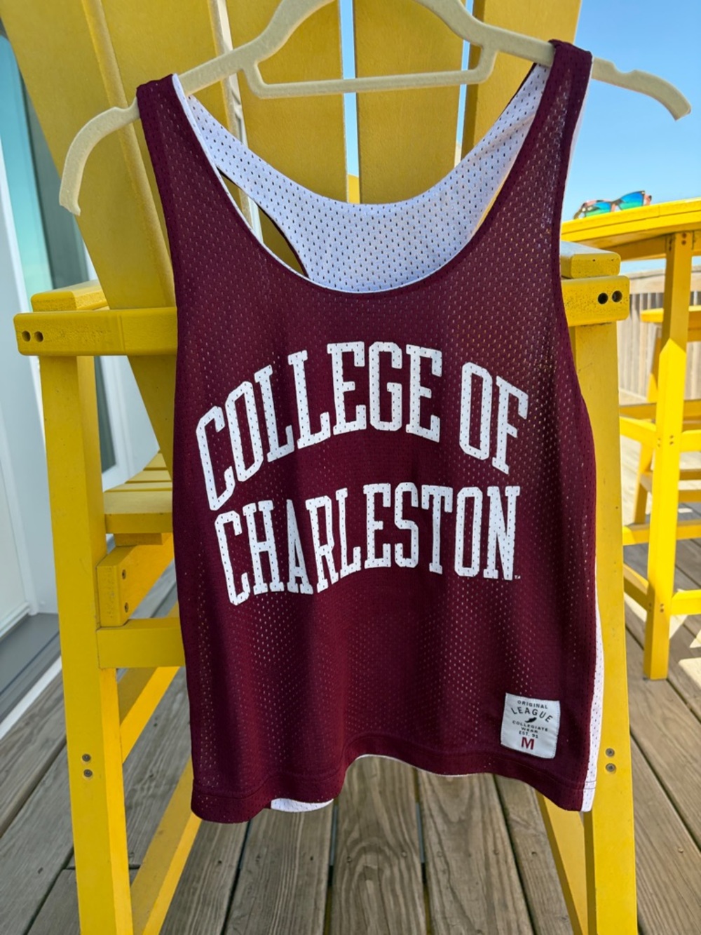 College of Charleston Reversible Mesh Pinnie - Maroon/White - Size M